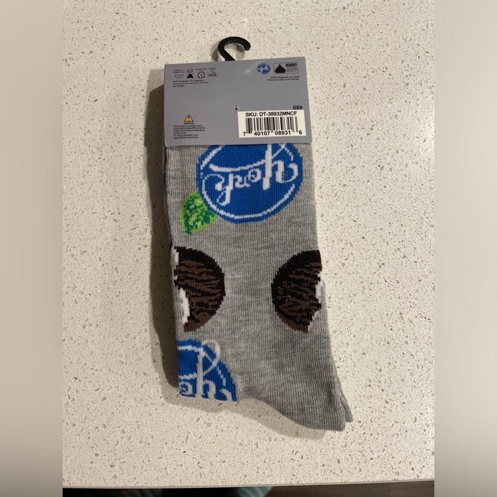 York mint novelty Men's Crew Socks gray size 6-12 - Picture 3 of 3